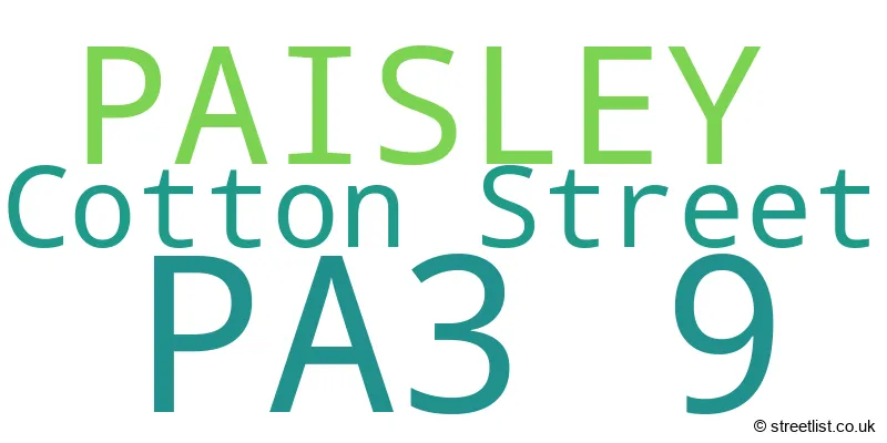 A word cloud for the PA3 9 postcode